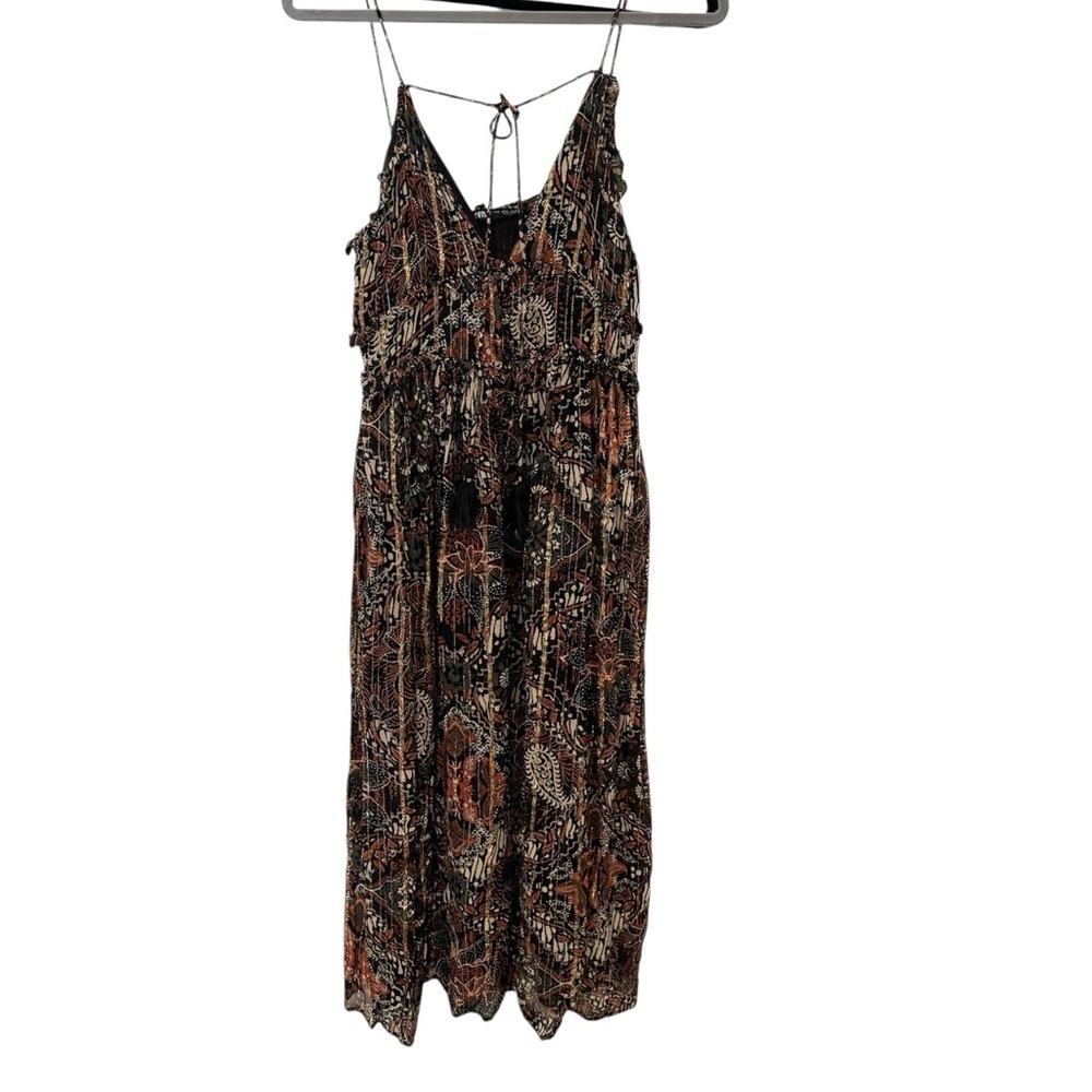 Zara Black and Brown Patterned Maxi Dress